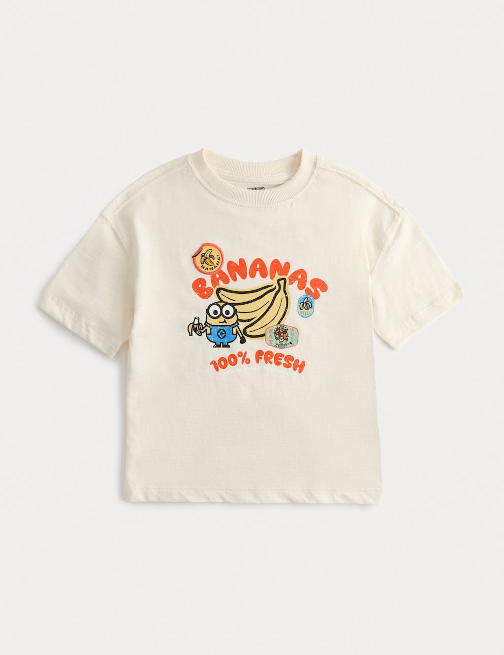 M&S Pure Cotton Minions&trade; Banana Graphic T-Shirt (2-8 Yrs) - 6-7 Years - Light Cream, Light Cream
