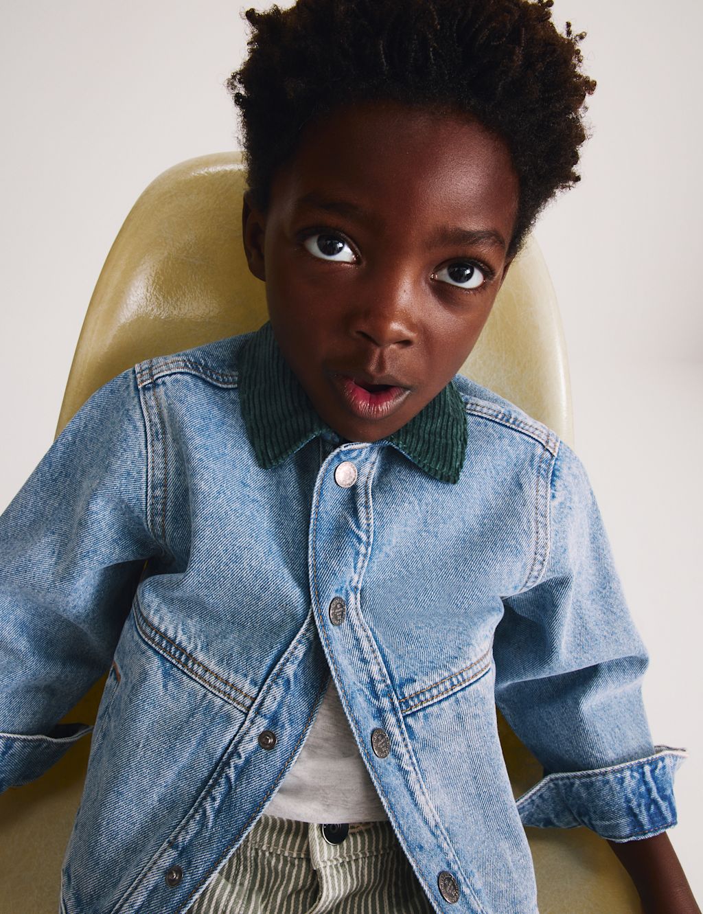 M&S Pure Cotton Denim Shacket (2-8 Yrs) - 2-3 Years, Denim