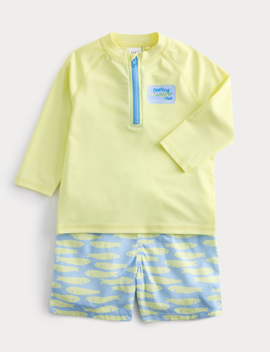 M&S 2 Piece Sardine Printed Swim Set (2-8 Yrs) - 2-3 Years - Green Mix, Green Mix