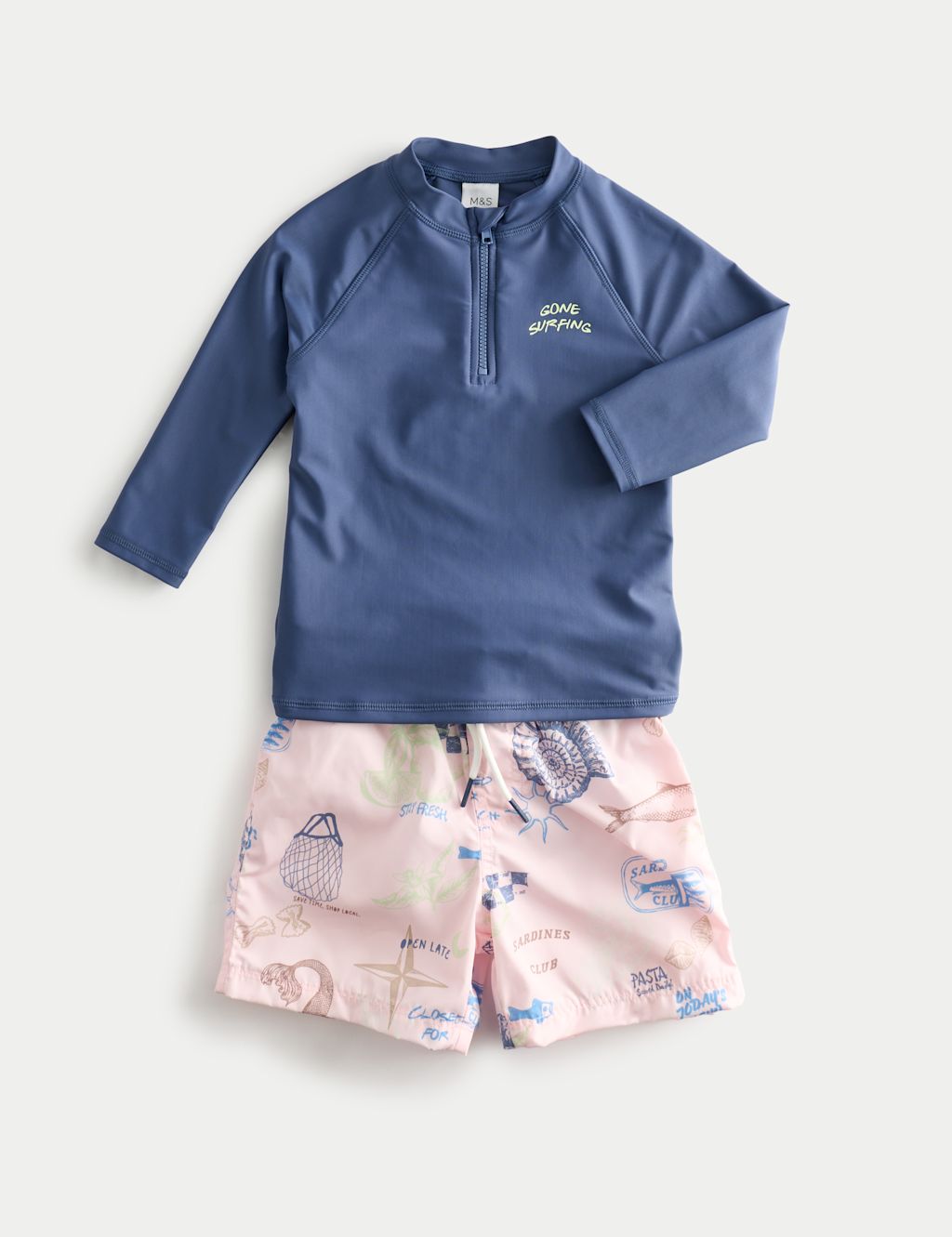 M&S 2 Piece Printed Swim Set (2-8 Yrs) - 6-7 Years - Pink Mix, Pink Mix