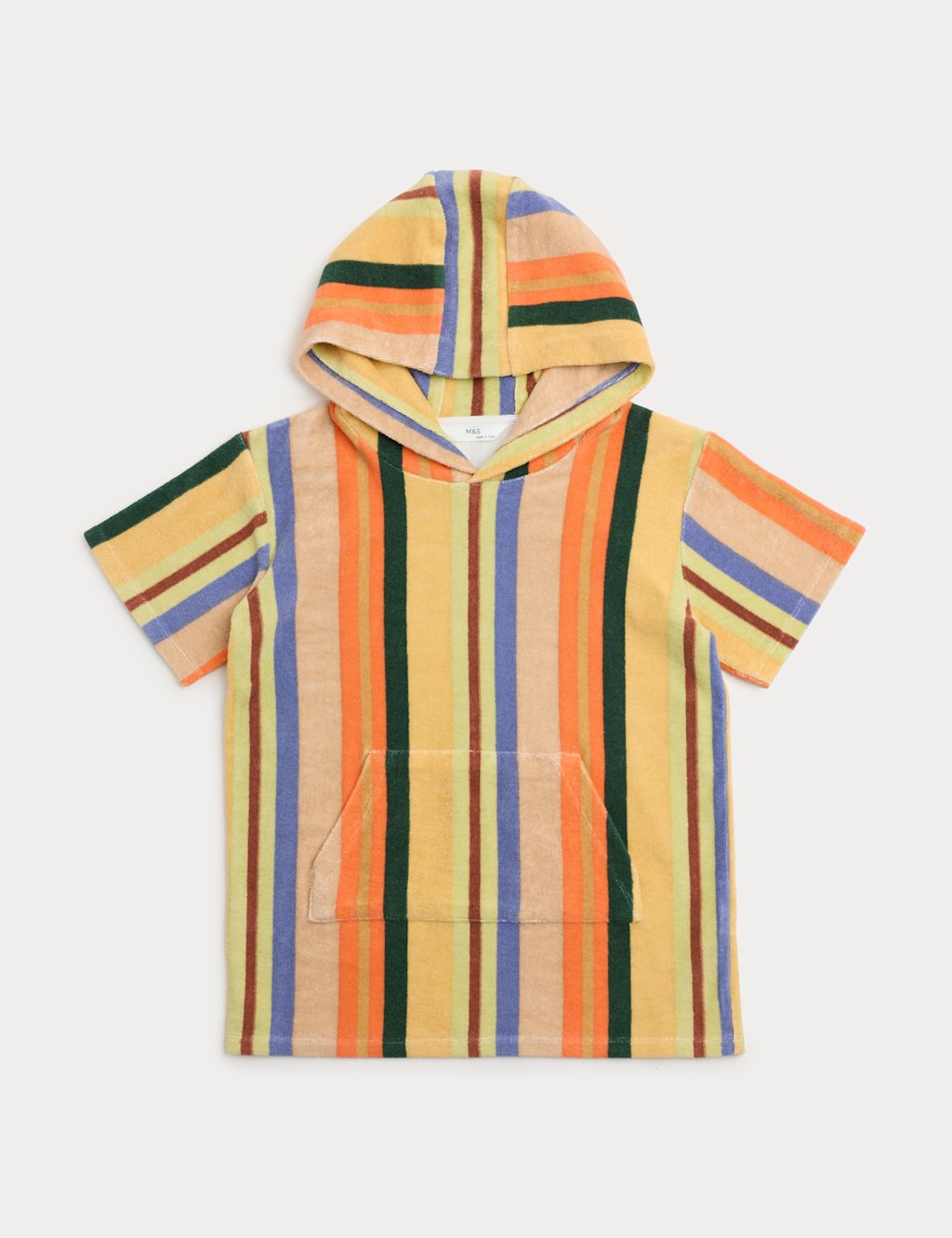 M&S Pure Cotton Striped Towelling Poncho (2-8 Yrs) - 6-7 Years - Multi, Multi