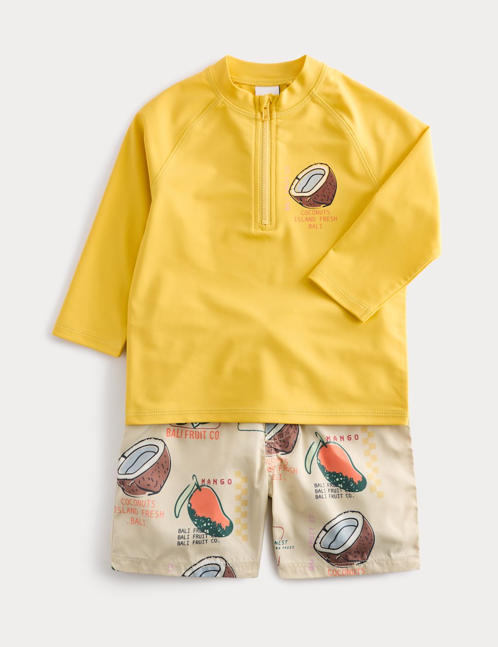 M&S 2 Piece Coconut Graphic Swim Set (2-8 Yrs) - 2-3 Years - Yellow Mix, Yellow Mix