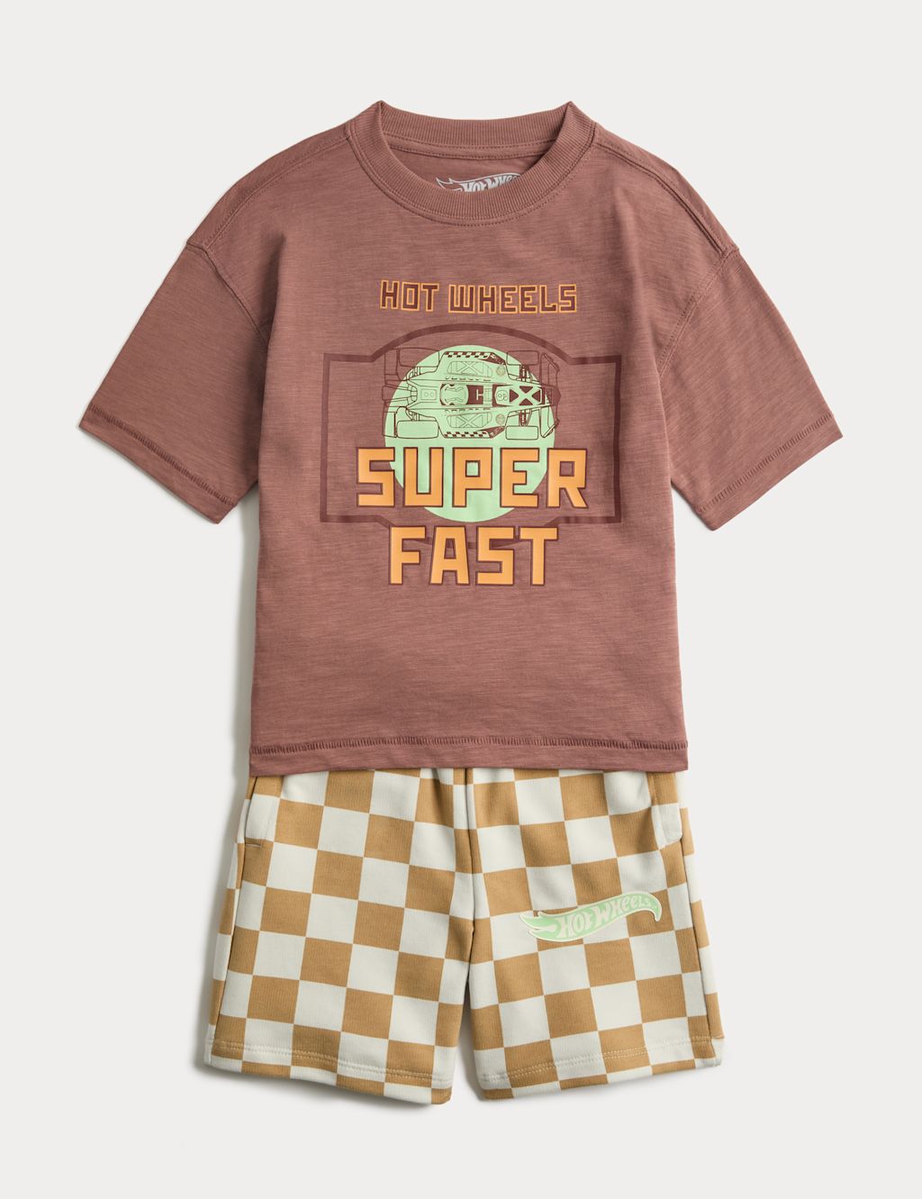 M&S Pure Cotton Hotwheels&trade; Top & Bottom Outfit (2-8 Yrs) - 2-3 Years - Mocha, Mocha