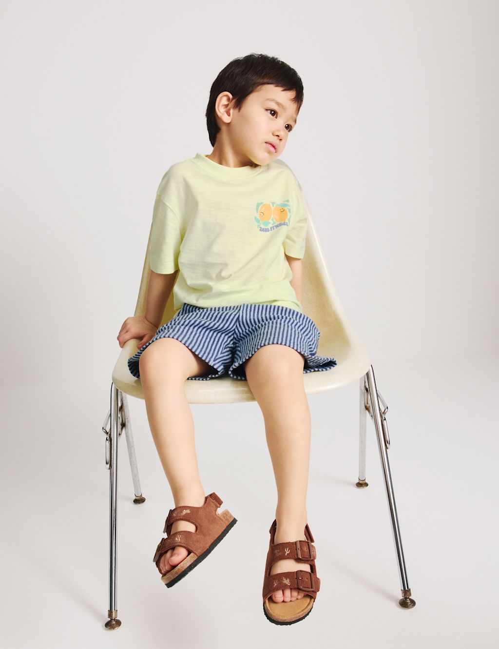 M&S 2pc Pure Cotton T-Shirt And Shorts Outfit (2-8 Yrs) - 2-3 Years - Yellow Mix, Yellow Mix