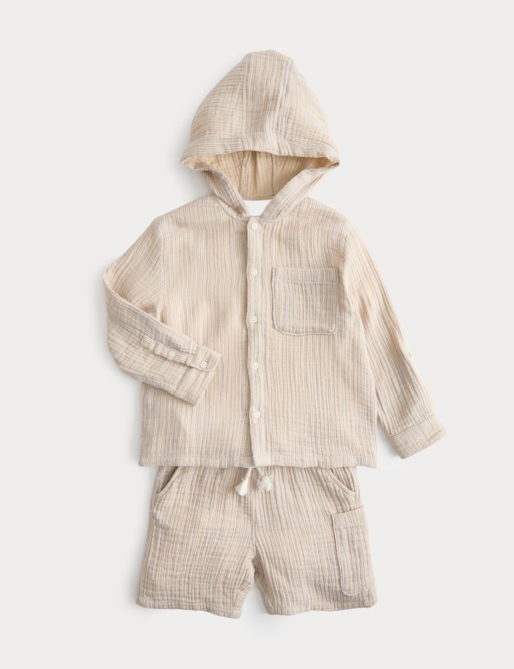 M&S 3 Piece Pure Cotton Hooded Outfit (2-8 Yrs) - 2-3 Years - Neutral, Neutral