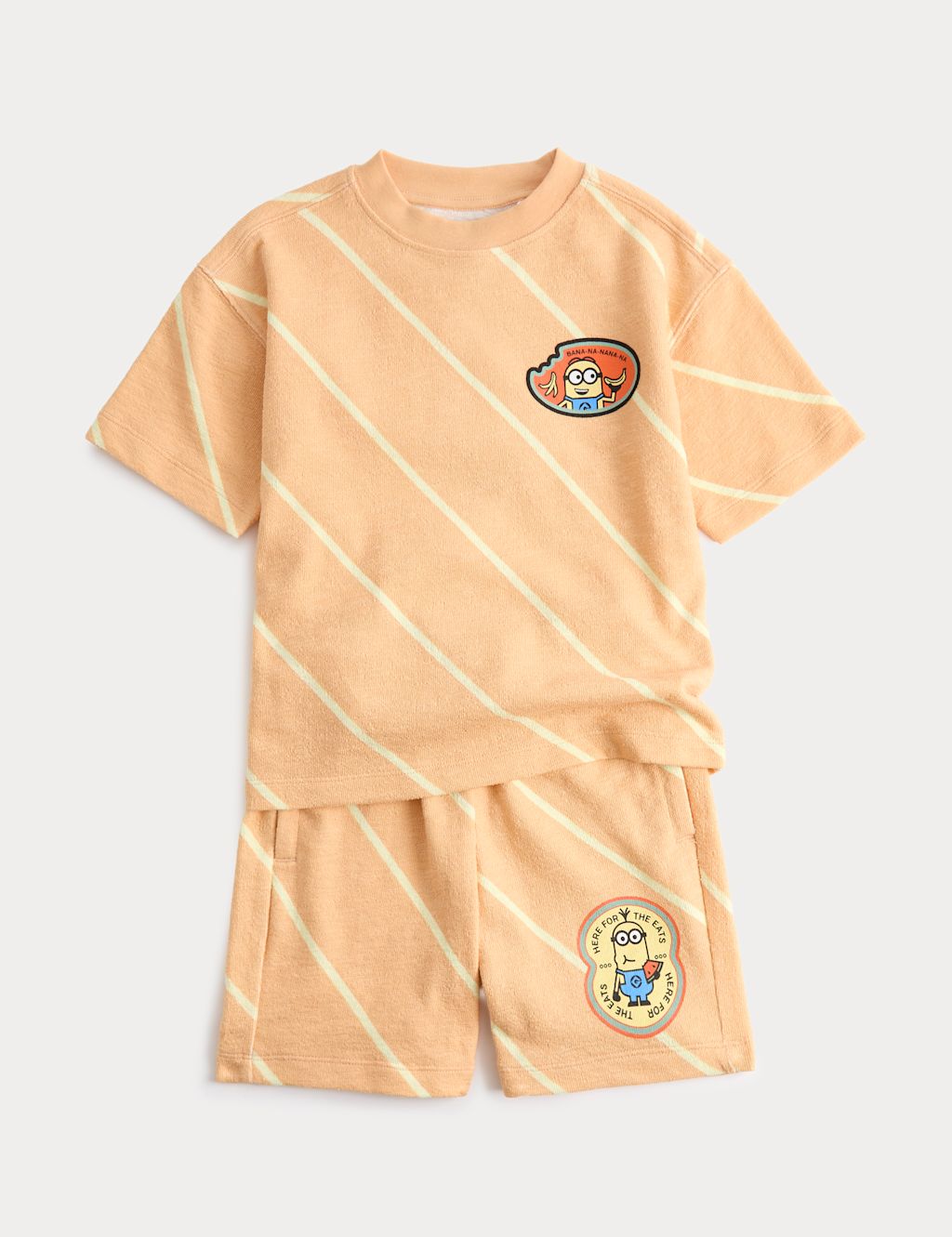 M&S 2 Piece Pure Cotton Minions&trade; Striped Outfit (2-8 Yrs) - 2-3 Years - Light Apricot, Light Apricot