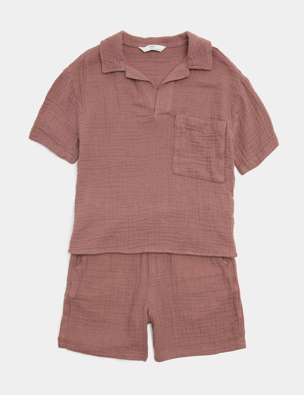 M&S 2 Piece Pure Cotton Double Cloth Outfit (2-8 Yrs) - 2-3 Years - Mocha, Mocha