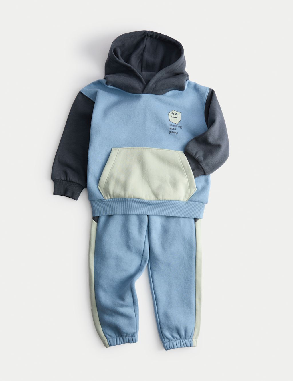 M&S 2pc Colour Block Hooded Top & Bottom Outfit (2-8 Yrs) - 2-3 Y - Multi, Multi