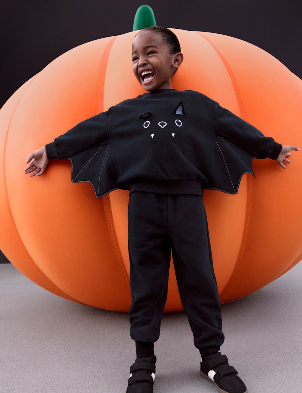 M&S 2pc Cotton Rich Halloween Bat Outfit (2-8 Yrs) - 2-3 Y - Dark Grey, Dark Grey