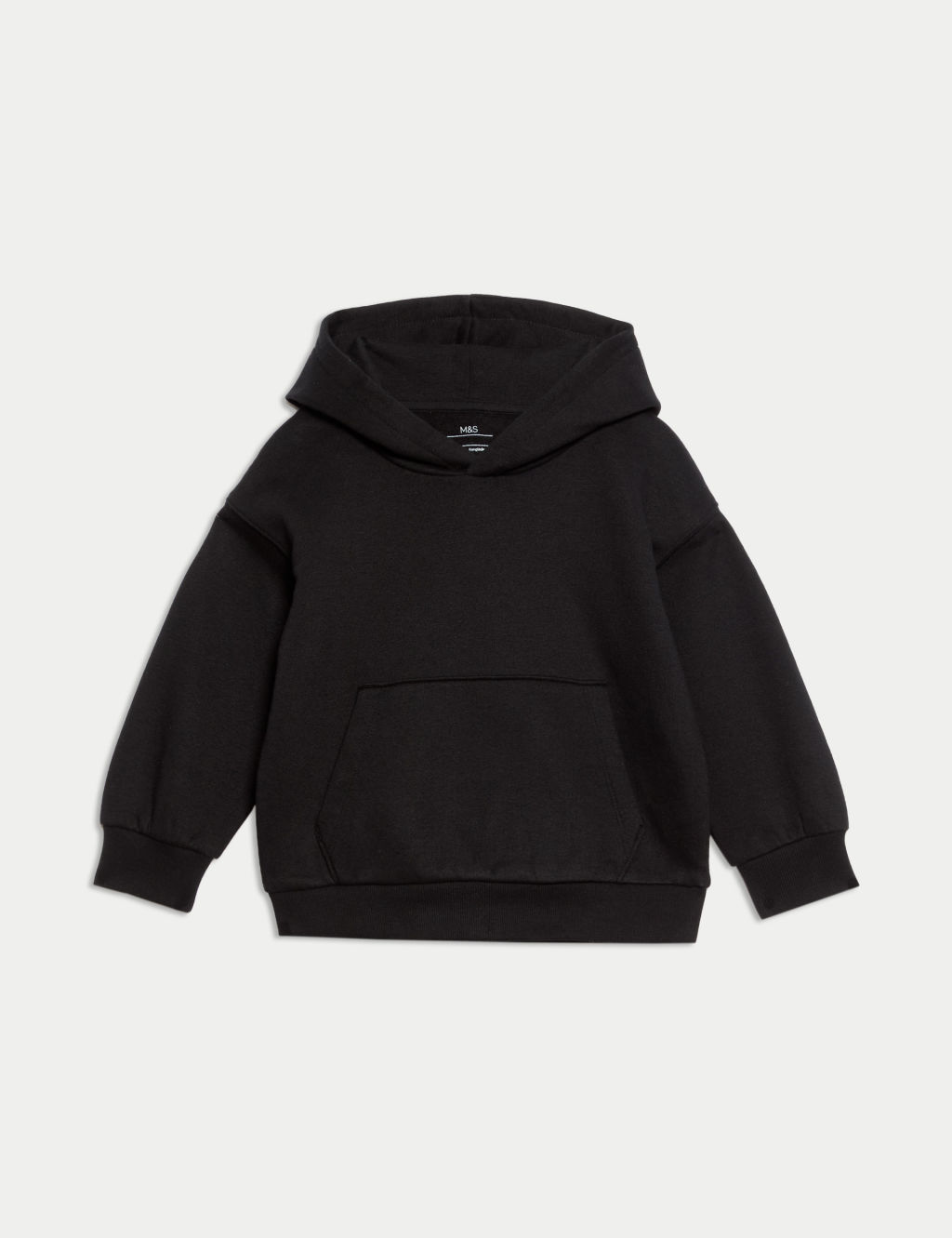 M&S Cotton Rich Plain Hoodie (2-8 Yrs) - 6-7 Y - Black, Black