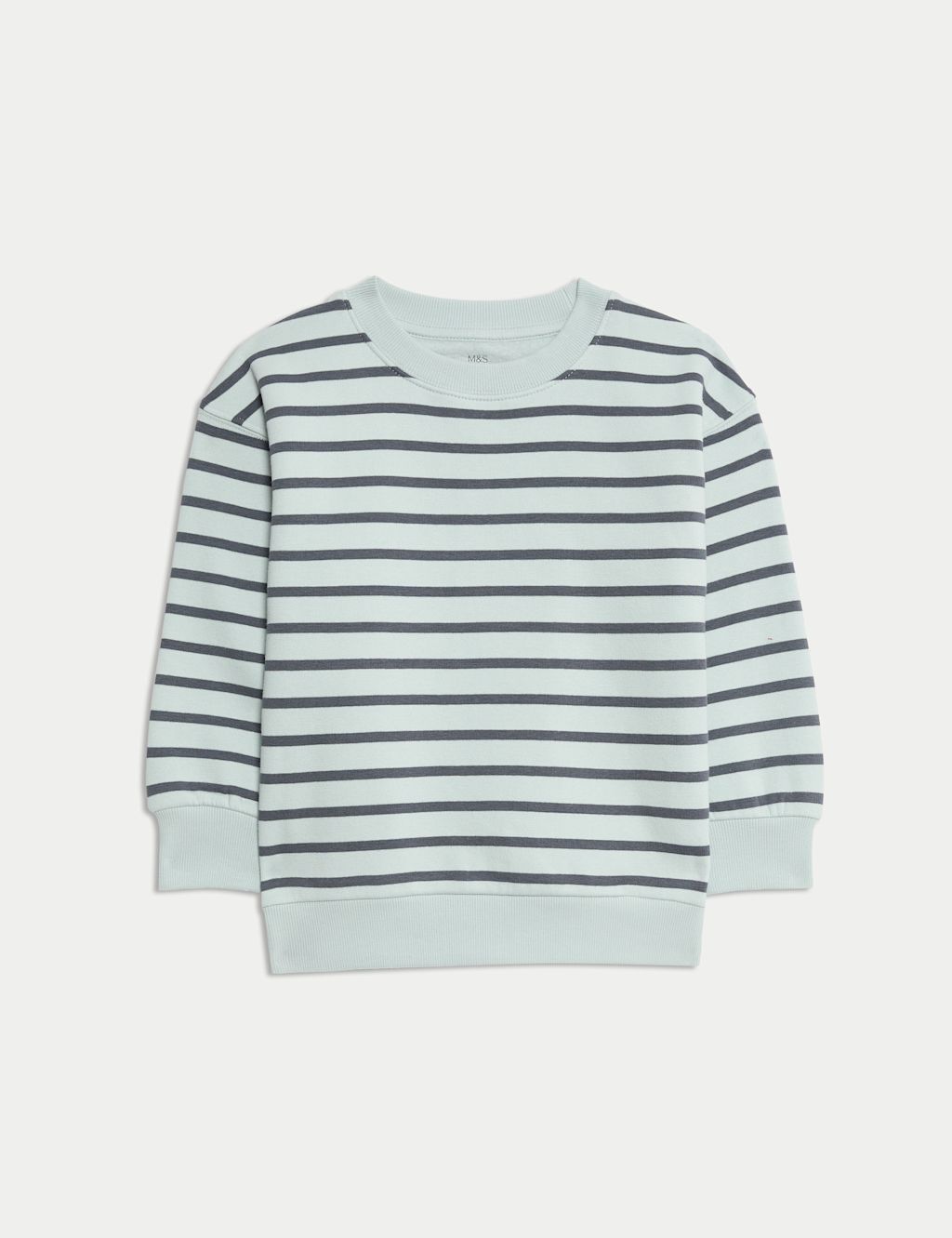 M&S Cotton Rich Striped Sweatshirt (2-8 Yrs) - 5-6 Y - Mint, Mint