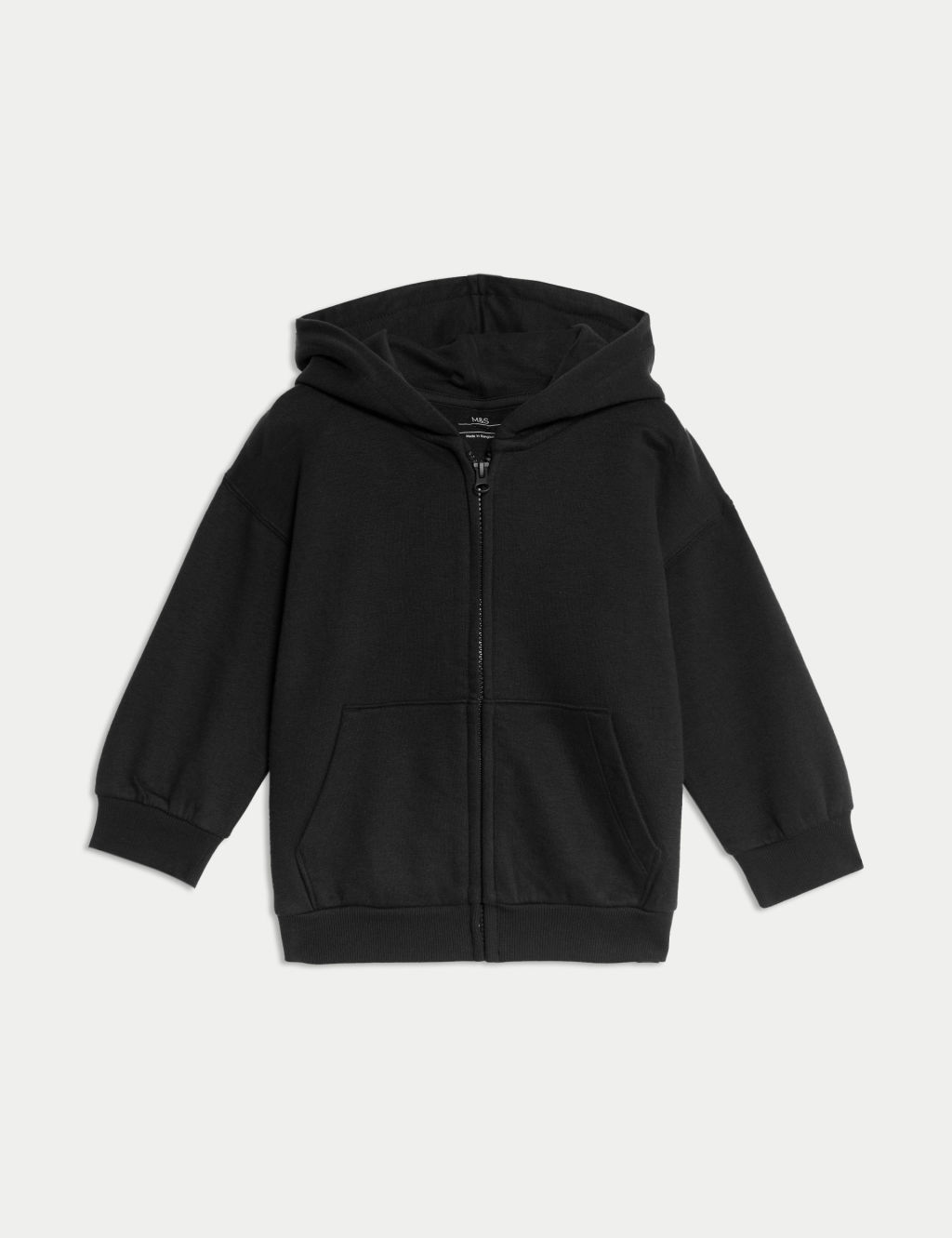 M&S Cotton Rich Zip Hoodie (2-8 Yrs) - 2-3 Y - Black, Black