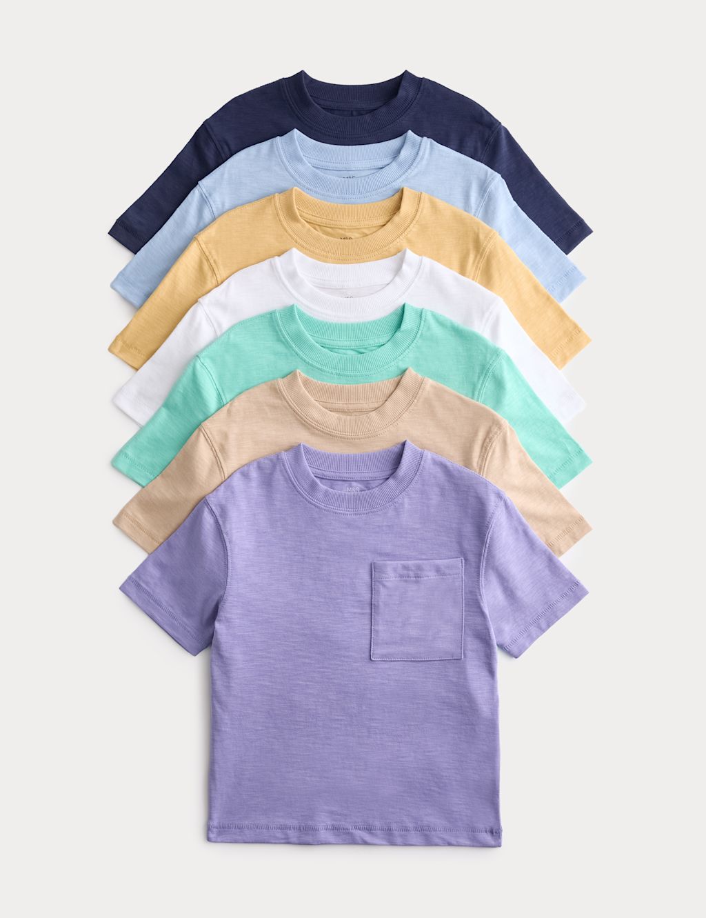 M&S 7 Pack Pure Cotton T-Shirts (2-8 Yrs) - 2-3 Years - Navy Mix, Navy Mix