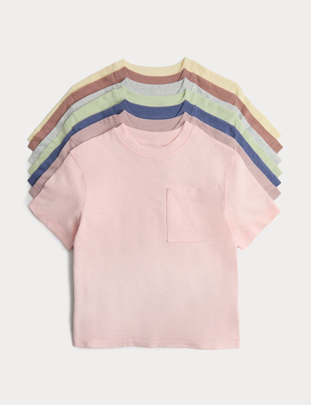 M&S 7 Pack Pure Cotton T-Shirts (2-8 Yrs) - 2-3 Years - Multi, Multi