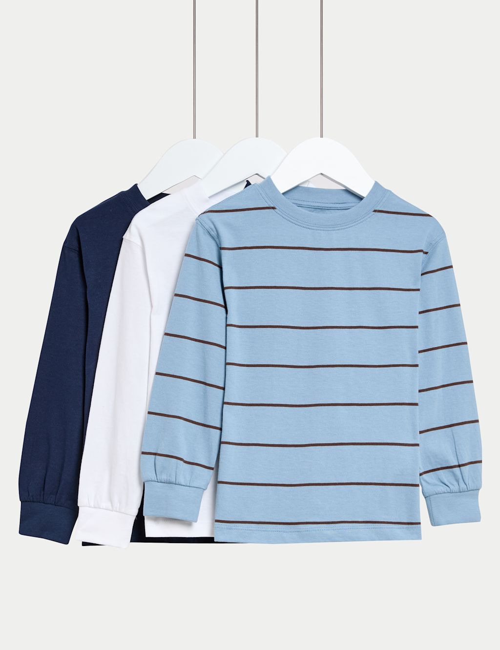 M&S 3pk Pure Cotton T-Shirt (2-8 Yrs) - 2-3 Y - Navy Mix, Navy Mix