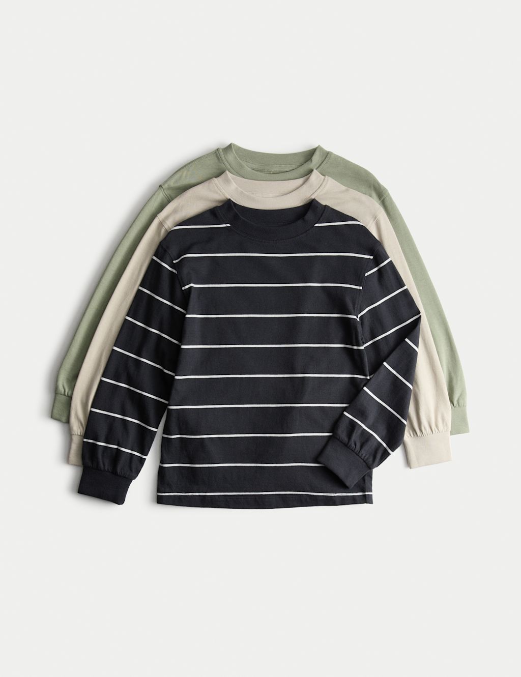 M&S 3pk Pure Cotton Tops (2-8 Yrs) - 2-3 Y - Black Mix, Black Mix