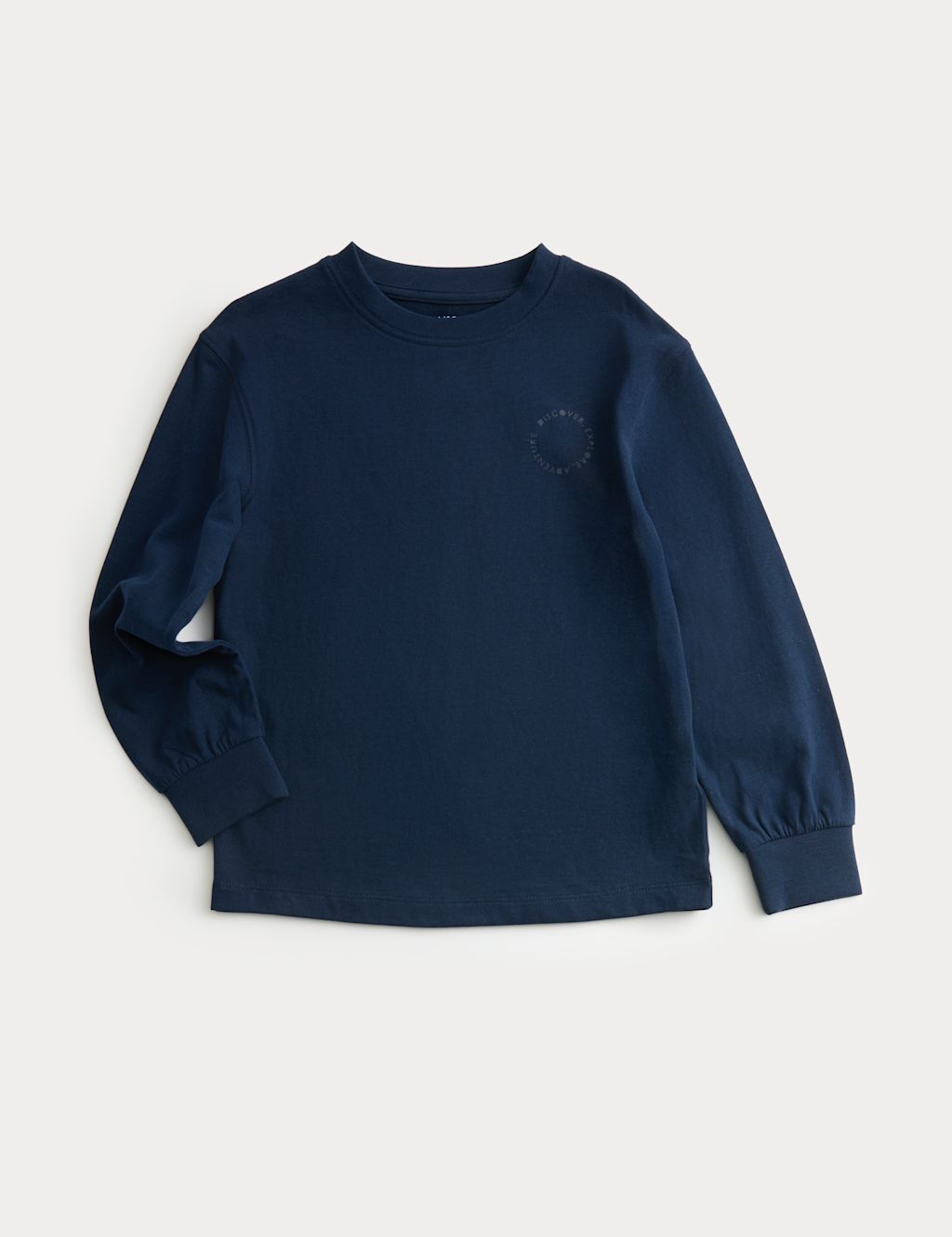 M&S nPure Cotton Long Sleeve T-shirt (2-8 Yrs) - 6-7 Y - Navy, Navy