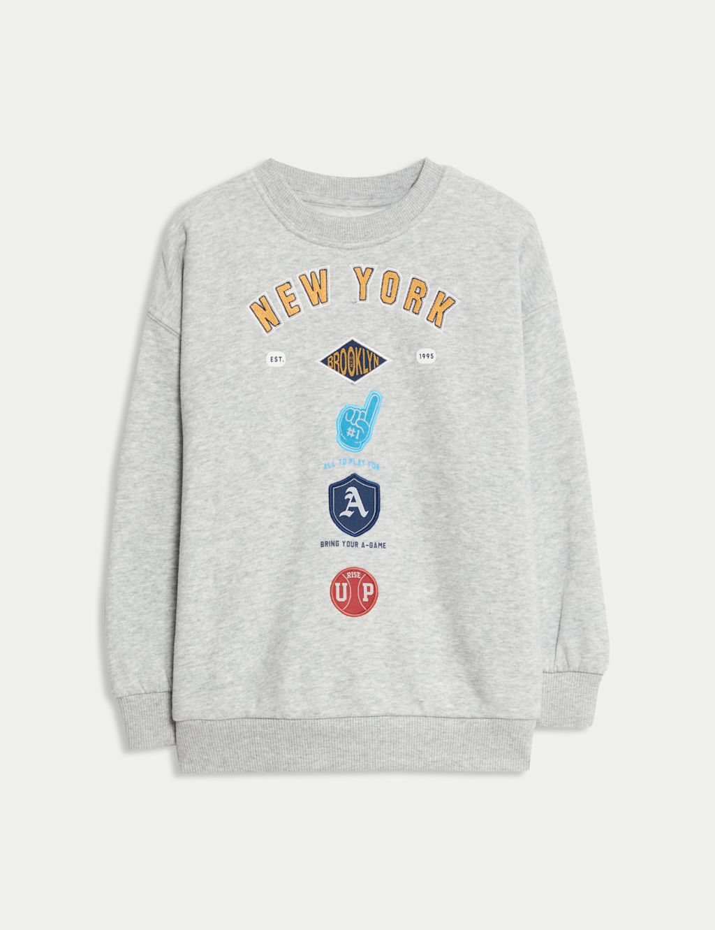 M&S Cotton Rich Sweatshirt (2-8 Yrs) - 2-3 Y - Grey Mix, Grey Mix