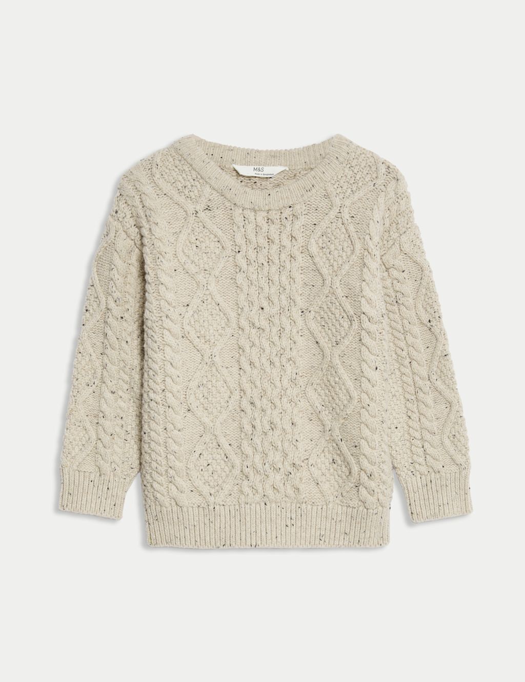 M&S Cotton Rich Cable Knit Jumper (2-8 Yrs) - 2-3 Y - Neutral, Neutral