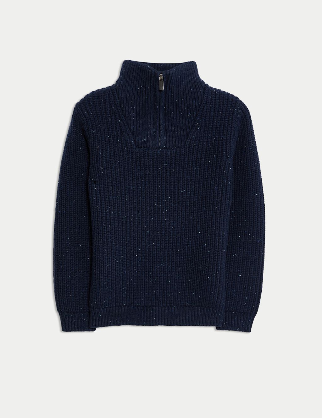M&S Cotton Rich Half Zip Jumper (2-8 Yrs) - 5-6 Y - Navy, Navy