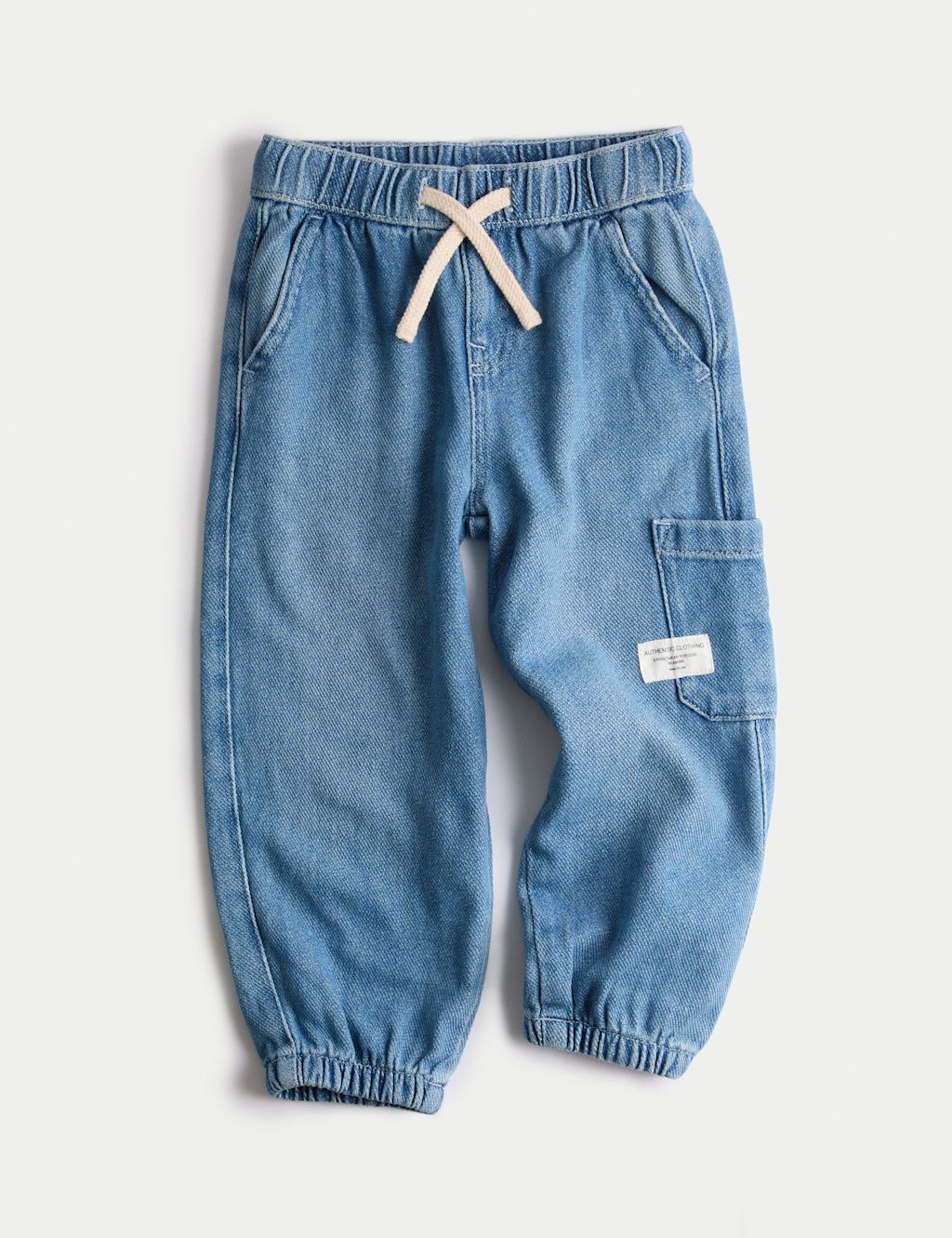M&S Relaxed Denim Cargo Jeans (2-8 Yrs) - 2-3 Y, Denim
