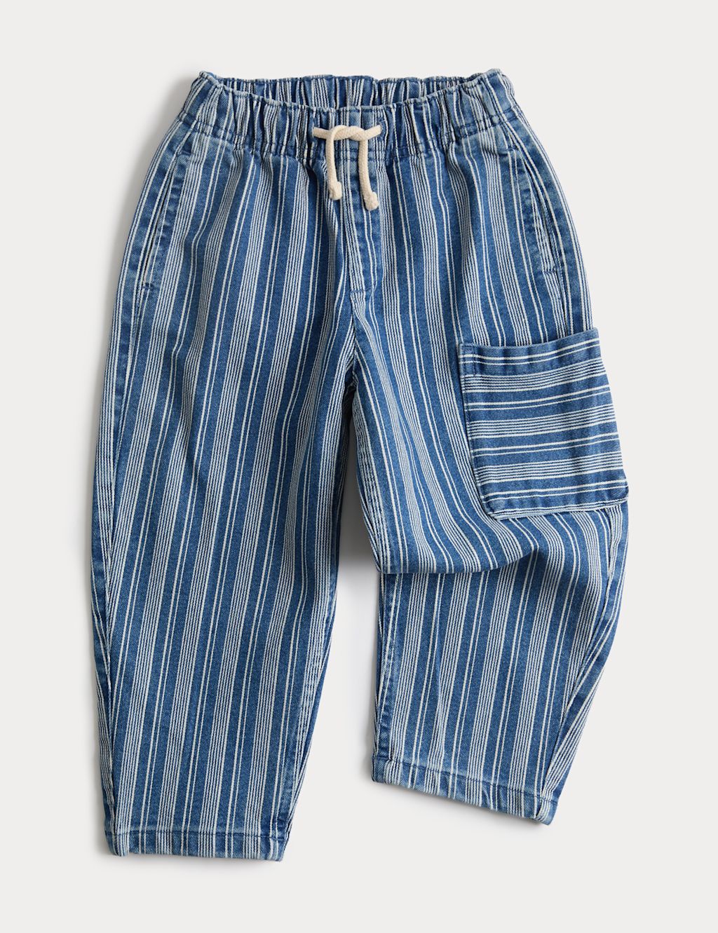M&S Cotton Rich Stripe Denim Jeans (2-8 Yrs) - 3-4 Years, Denim