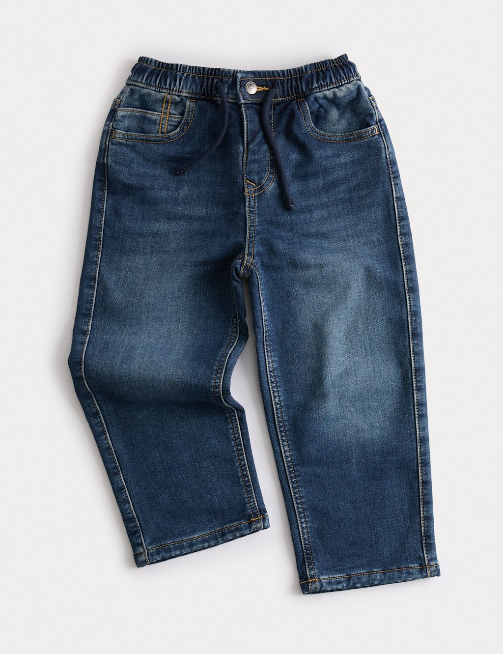 M&S Straight Leg Cotton Rich Comfort Waist Jeans (2-8 Yrs) - 3-4 Y - Dark Denim, Dark Denim