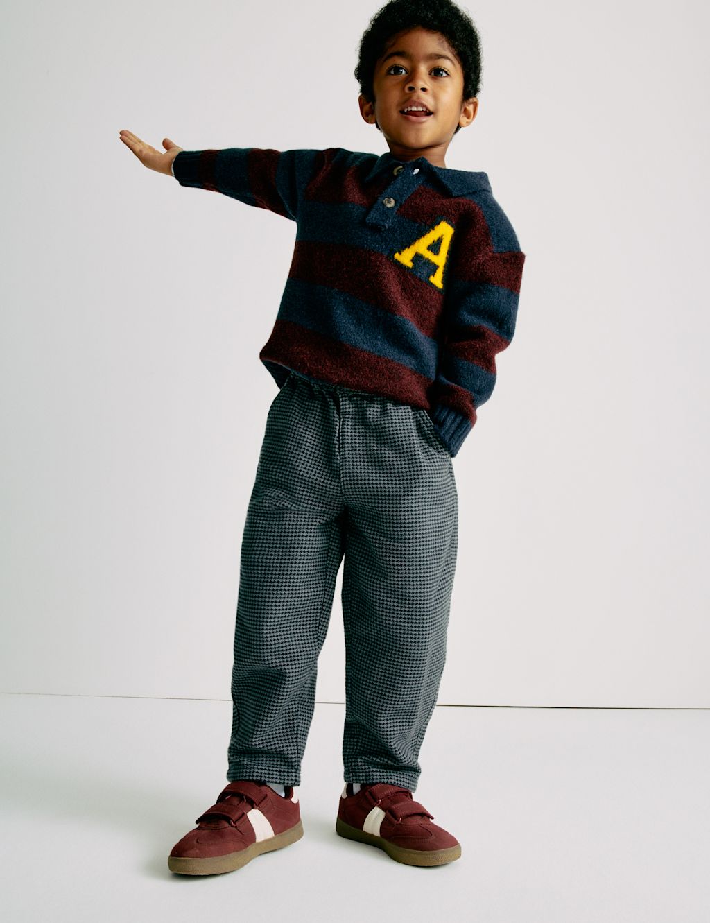 Marks and Spencer Pure Cotton Micro Check Trousers (2-8 Yrs) - 2-3 Y - Grey Mix, Grey Mix