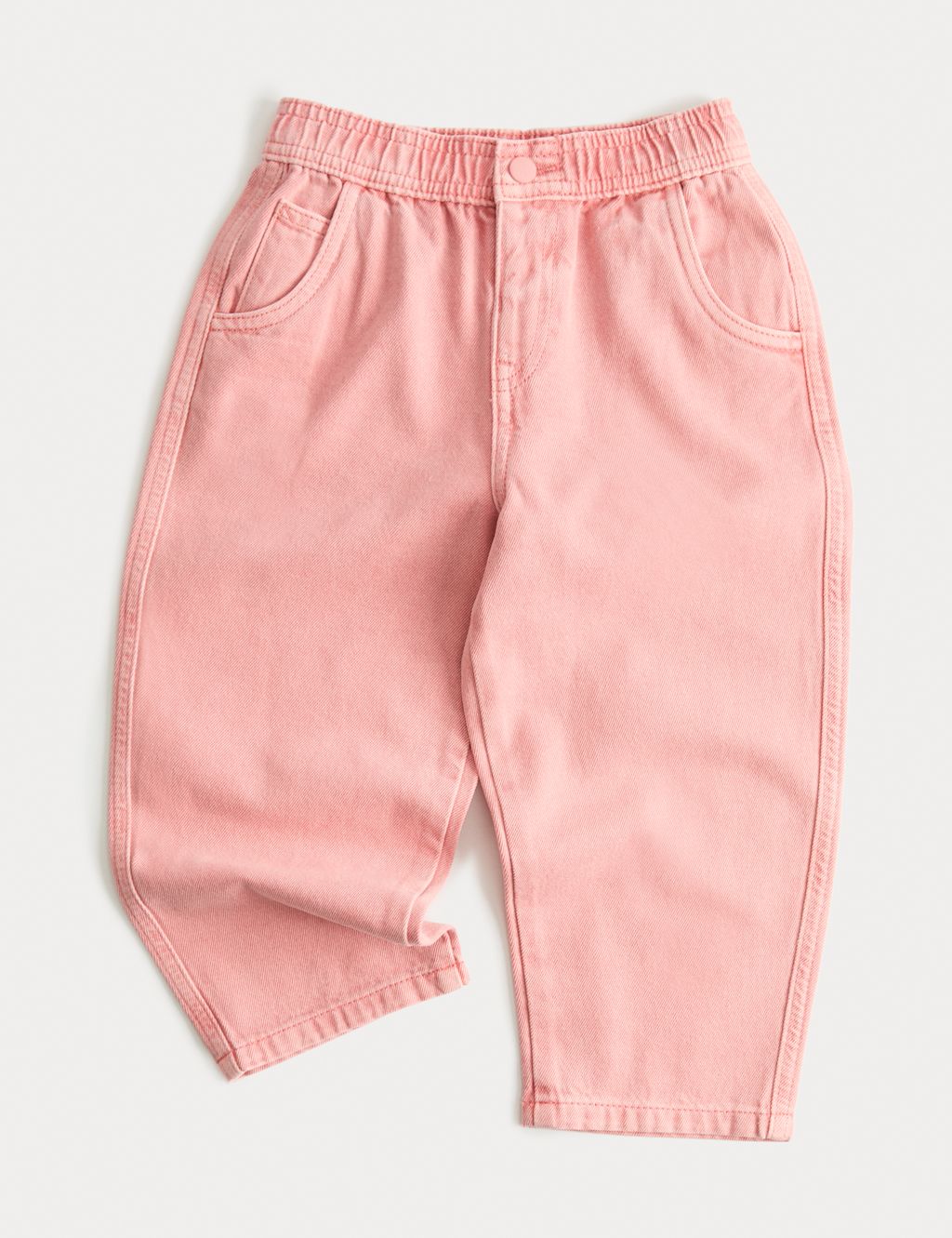 M&S Pure Cotton Barrel Leg Jeans (2-8 Yrs) - 2-3 Years - Medium Coral, Medium Coral