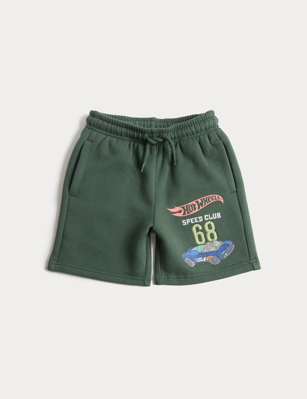 M&S Cotton Rich Hot Wheels&trade; Shorts (2-8 Yrs) - 3-4 Years - Green, Green