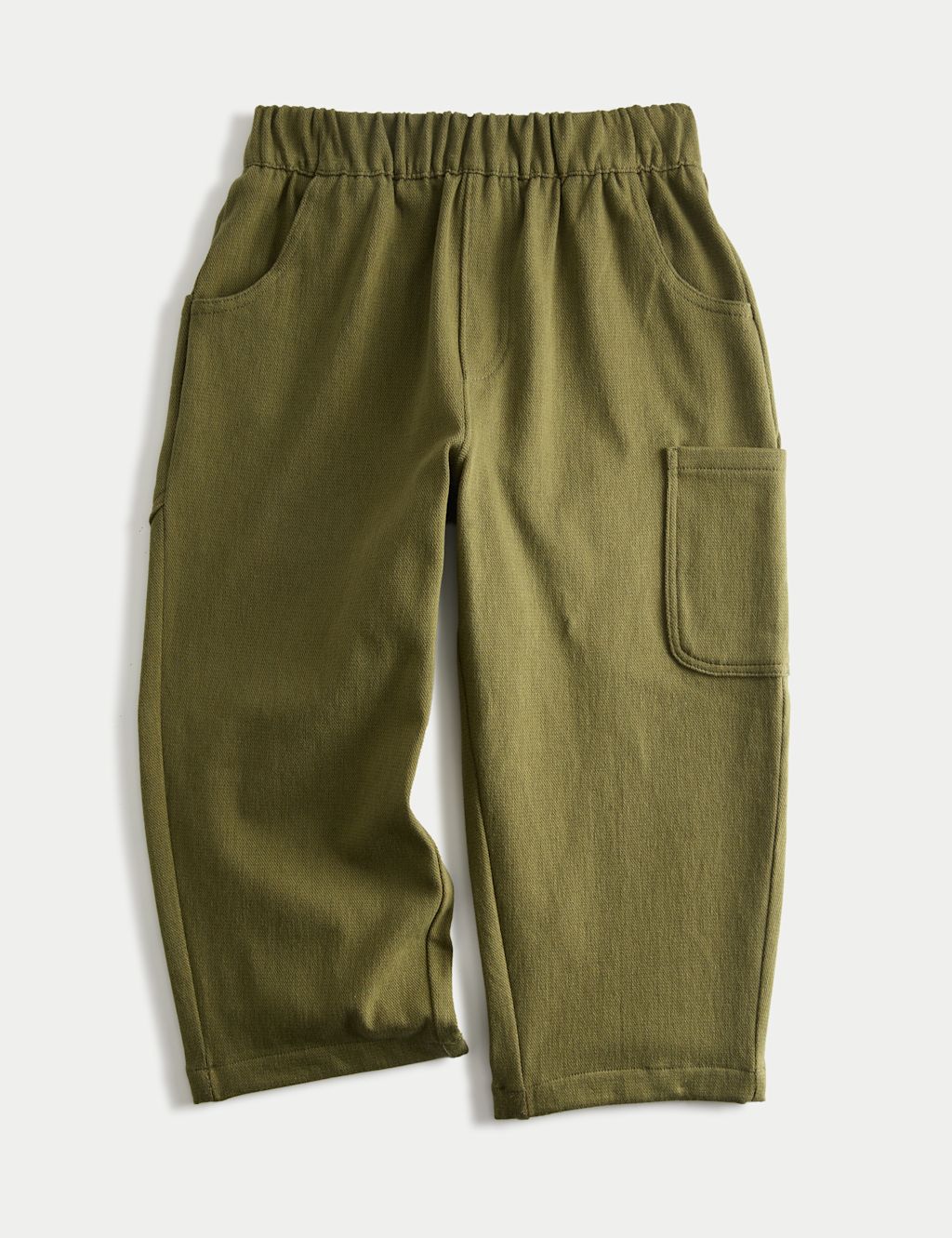 M&S Cotton Rich Balloon Trousers (2-8 Yrs) - 12-18 Months - Khaki, Khaki