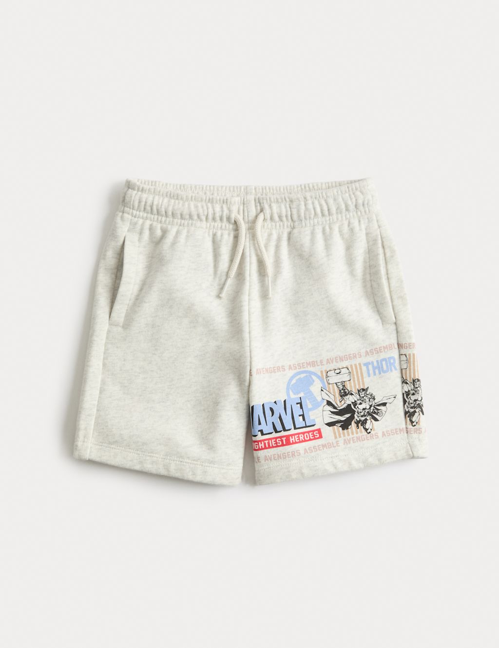 M&S Cotton Rich Marvel&trade; Sweat Shorts (2-10 Yrs) - 2-3 Years - Grey Marl, Grey Marl