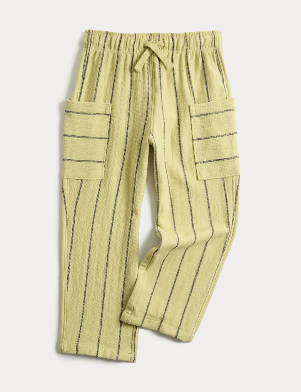 M&S Pure Cotton Textured Striped Trousers (2-8 Yrs) - 2-3 Years - Green Mix, Green Mix
