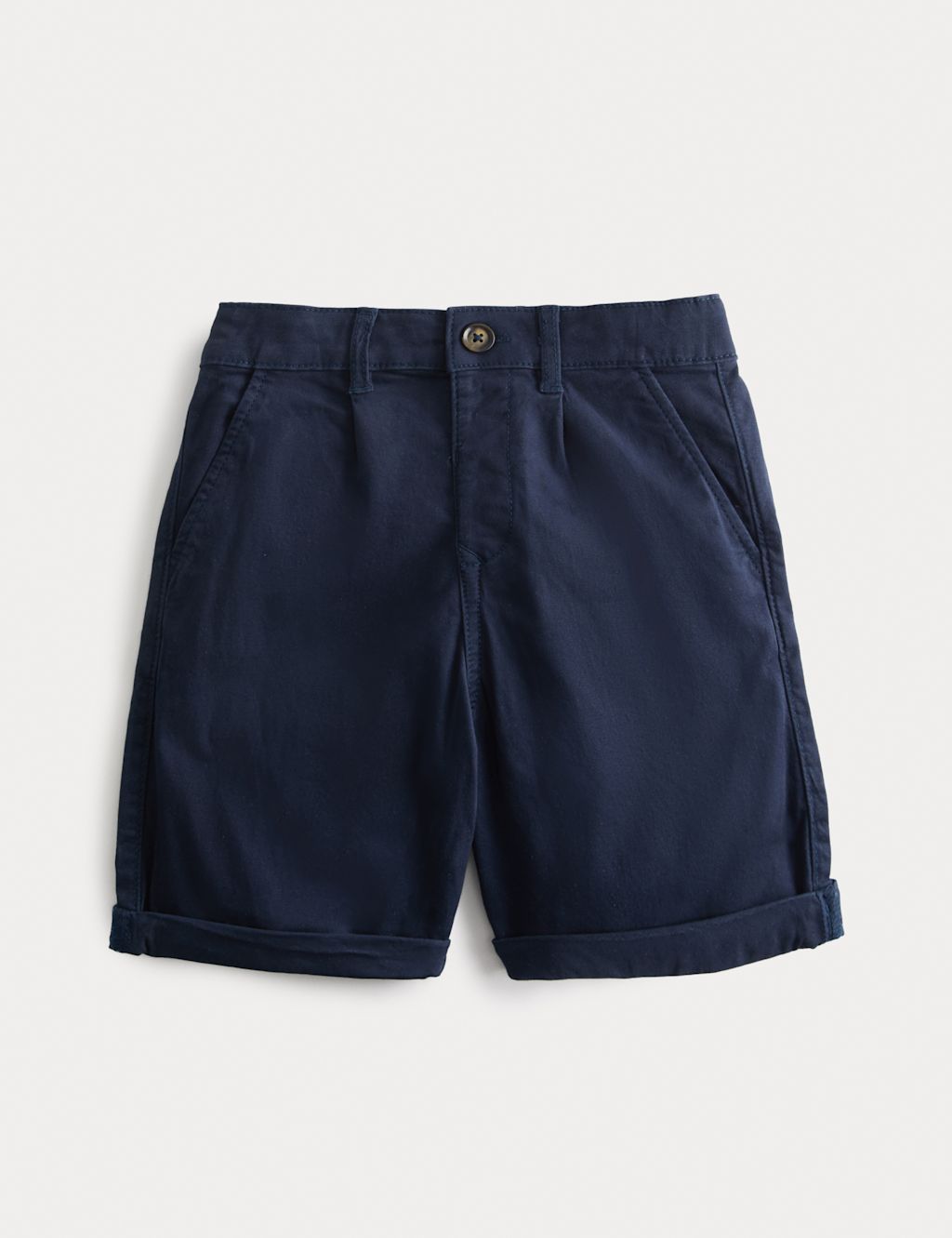 M&S Cotton Rich Pleated Chino Shorts (2-10 Yrs) - 2-3 Years - Navy, Navy