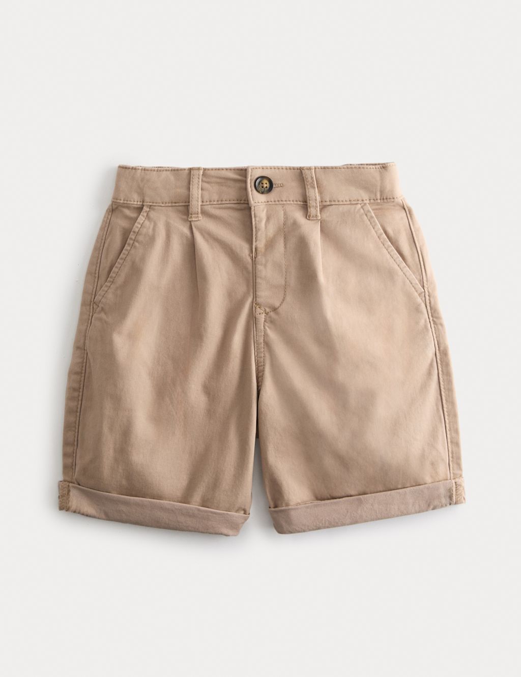 M&S Cotton Rich Pleated Chino Shorts (2-10 Yrs) - 2-3 Years - Neutral, Neutral