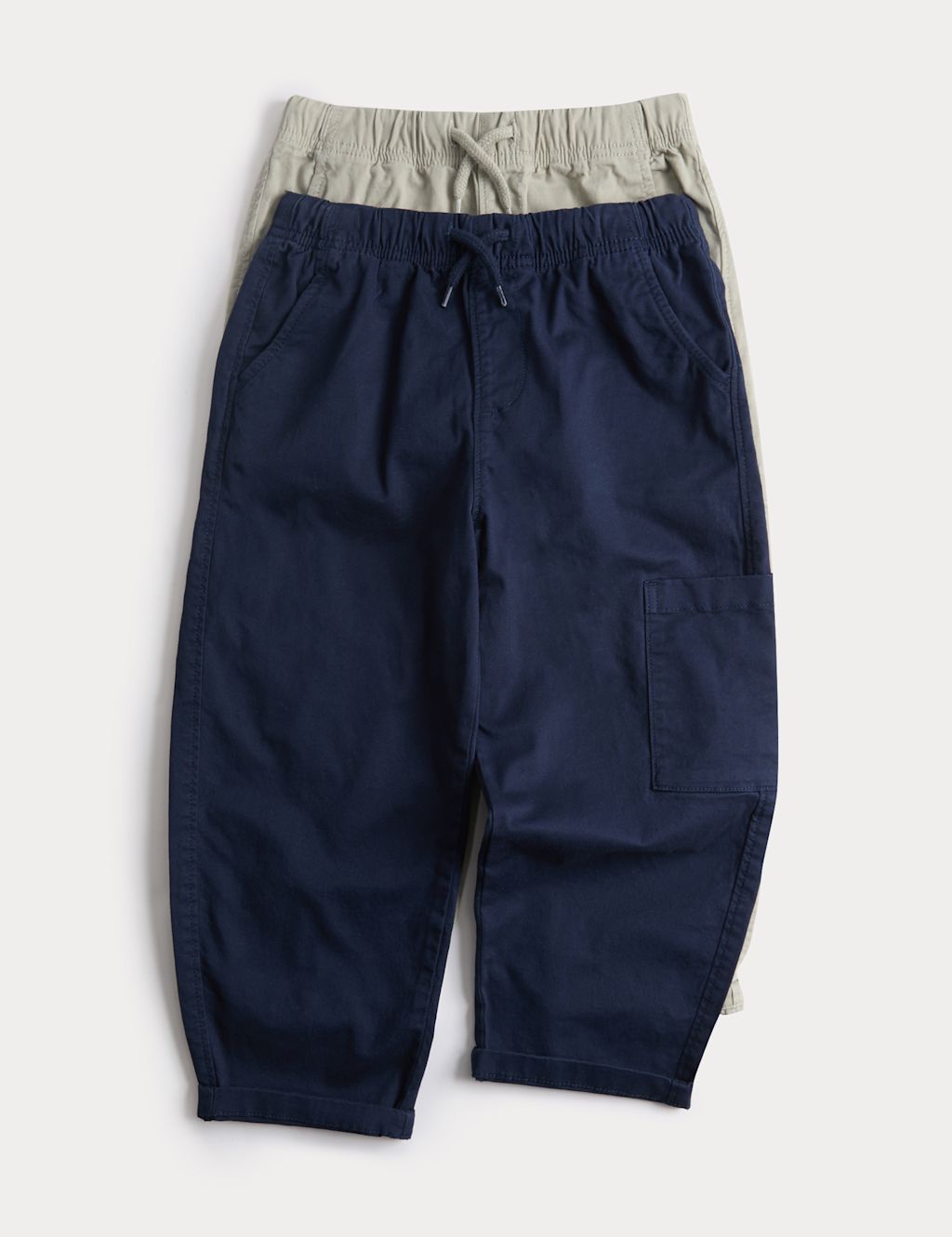 M&S 2 Pack Cotton Rich Trousers (2-8 Yrs) - 3-4 Years - Navy Mix, Navy Mix