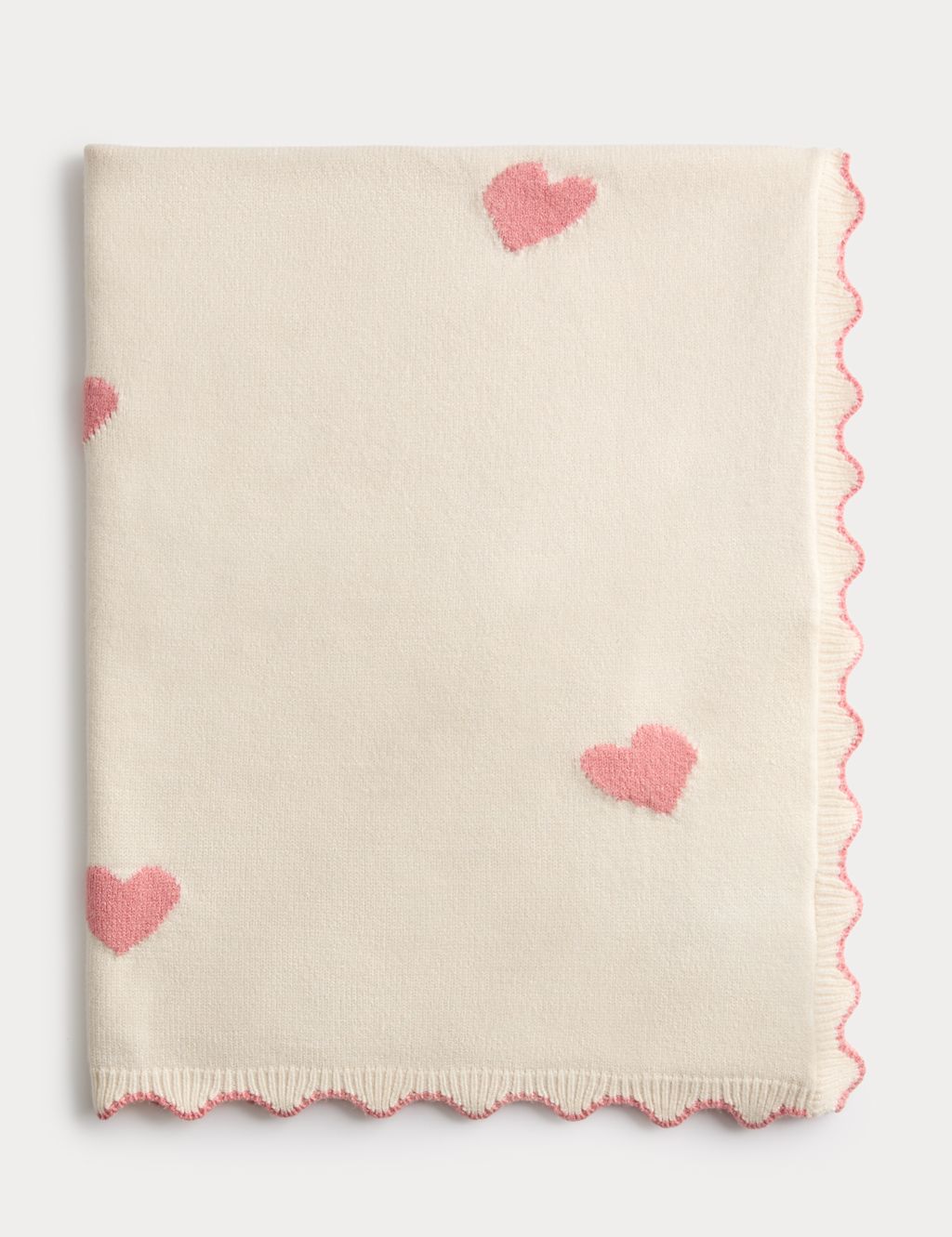 M&S Love Heart Knitted Shawl - 1SIZE - Light Cream, Light Cream