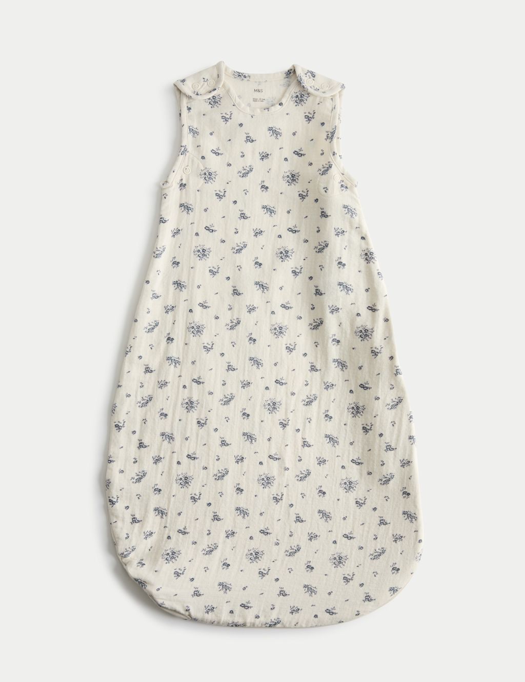 M&S Pure Cotton Floral Sleeping Bag 0.5 Tog (0-36 Mths) - 0-6 Months - Light Natural, Light Natural