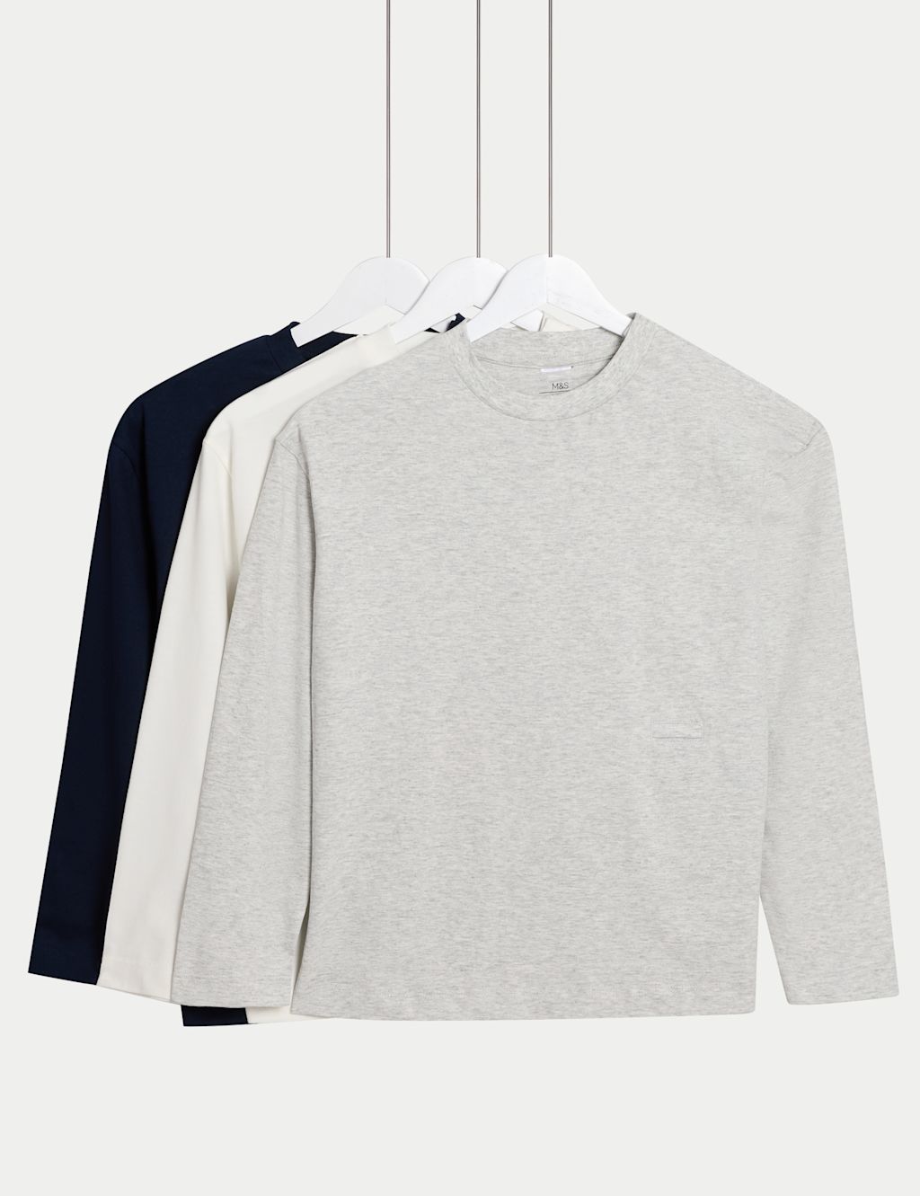 M&S 3pk Adaptive Pure Cotton Tops (2-16 Yrs) - 10-11 - Grey Mix, Grey Mix
