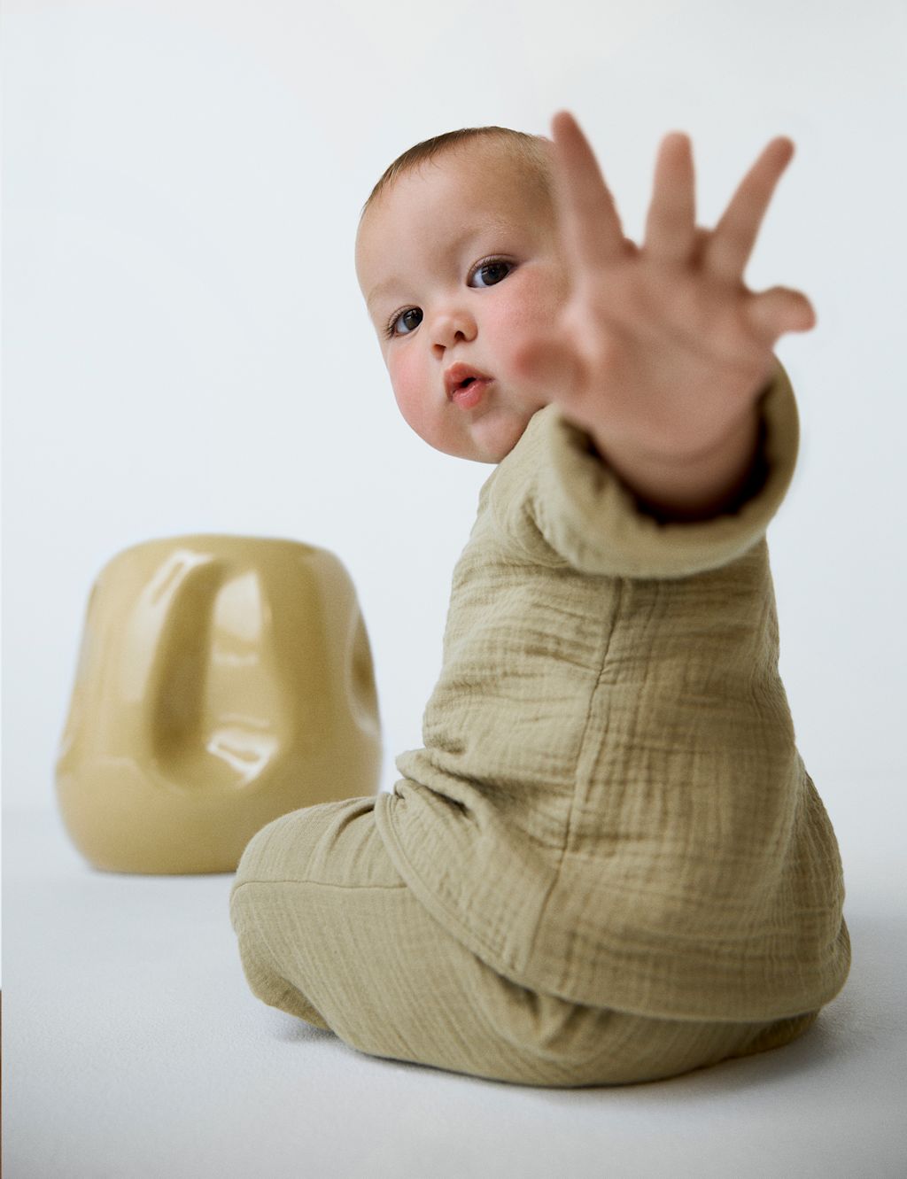 M&S 2pc Pure Cotton Wrap Outfit (7lbs-2 Yrs) - 0-3 M - Sand Mix, Sand Mix