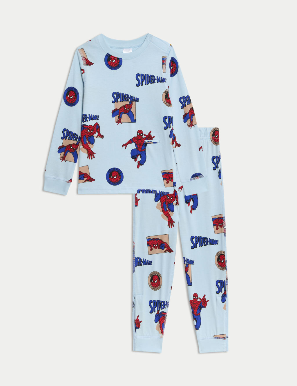 M&S Adaptive Pure Cotton Spider-Man™ Pyjama Set (1-8 Yrs) - 1-1+YREG - Blue Mix, Blue Mix