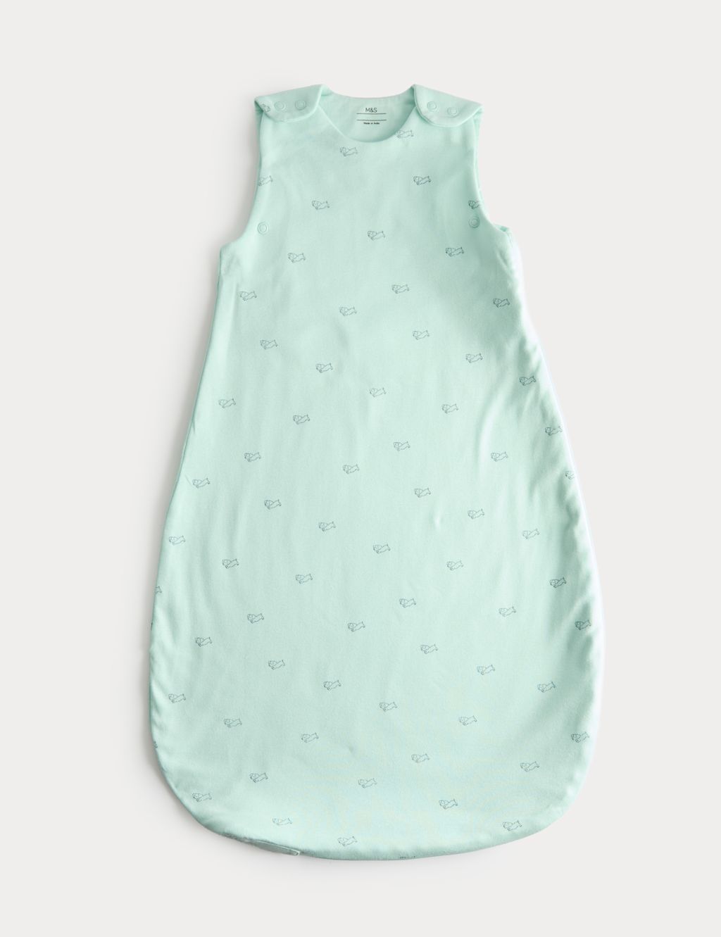 M&S Pure Cotton Dog Print 1.0 Tog Sleeping Bag (0-3 Yrs) - 0-6 Months - Pale Aqua, Pale Aqua