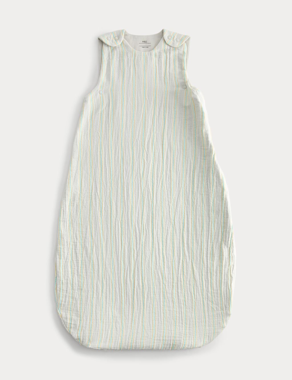 M&S Pure Cotton 1 Tog Striped Sleeping Bag (0-3 Yrs) - 0-6 Months - Light Duck Egg, Light Duck Egg