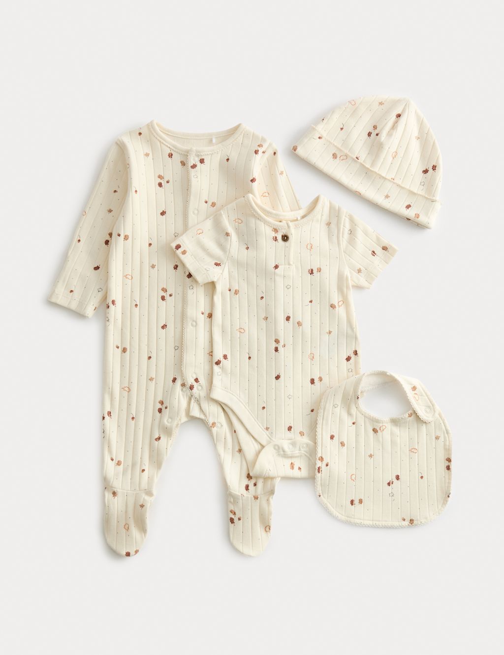 M&S 4pc Leaf Starter Set (0-9 Mths) - 0-3 M - Ivory Mix, Ivory Mix