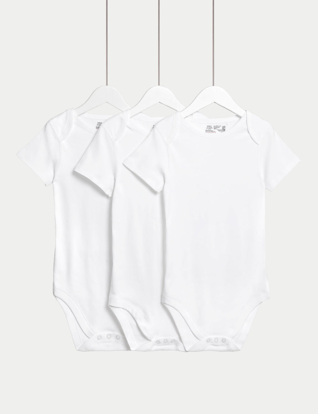 M&S 3pk Adaptive Bodysuits (3-16 Years) - 11-12 - White, White