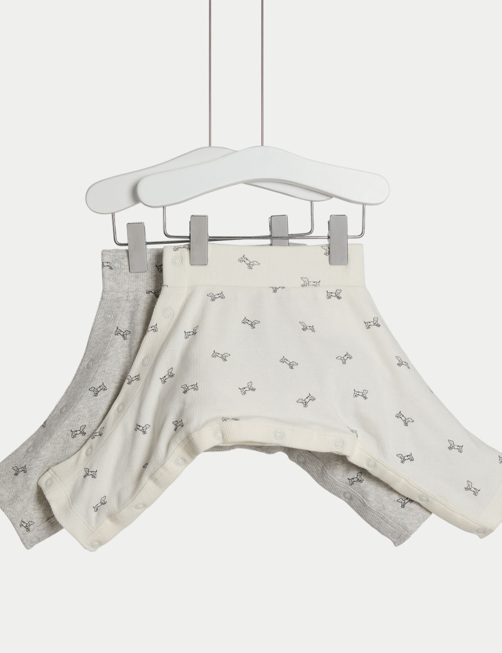 M&S 2 Pack Hip Dysplasia Cotton Rich Stars Joggers (7lbs-1 Yrs) - 0-3 M - Grey Mix, Grey Mix