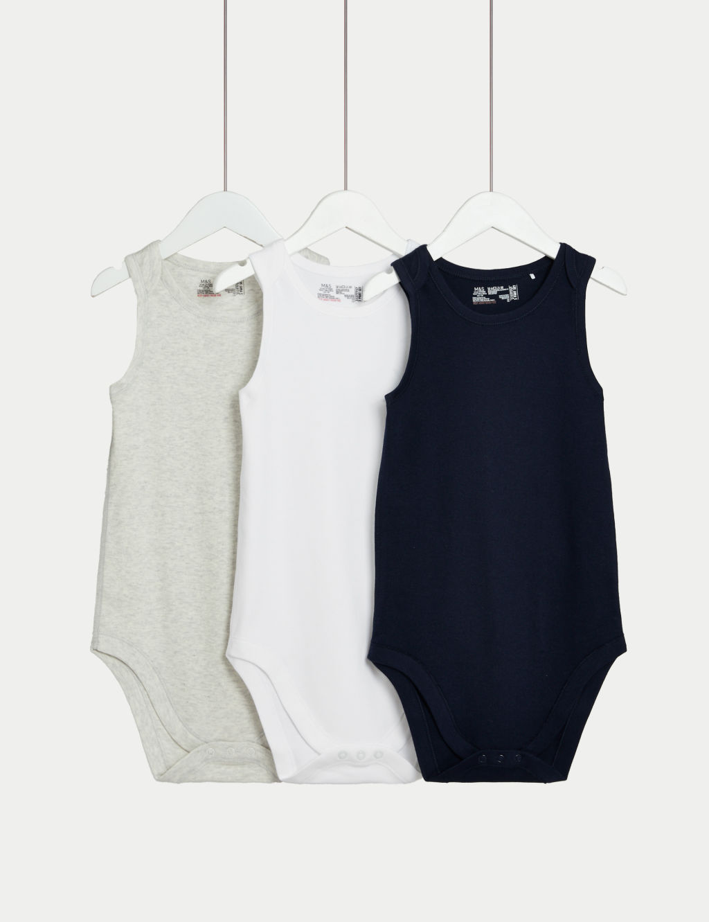 M&S 3 Pack Adaptive Pure Cotton Bodysuits (3-16 Yrs) - 9-10 Years - Multi, Multi