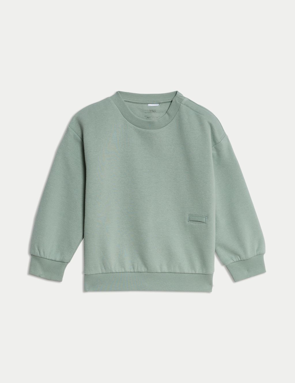 M&S Adaptive Cotton Rich Sweatshirt (2-16 Yrs) - 10-11REG - Light Verdigris, Light Verdigris