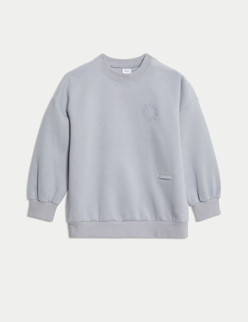 M&S Adaptive Cotton Rich Sweatshirt (2-16 Yrs) - 10-11REG - Light Slate, Light Slate