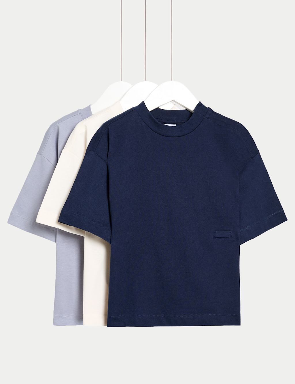 M&S 3pk Adaptive Pure Cotton T-Shirts (2-16 Yrs) - 10-11REG - Blue Mix, Blue Mix